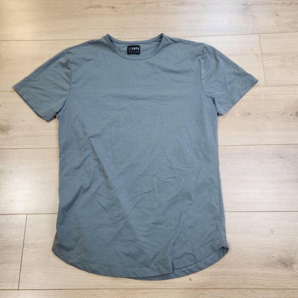 Cuts Curve-Hem Shirt Mens XL Gray PYCA Pro Short Sleeve Crewneck Stretch Tee